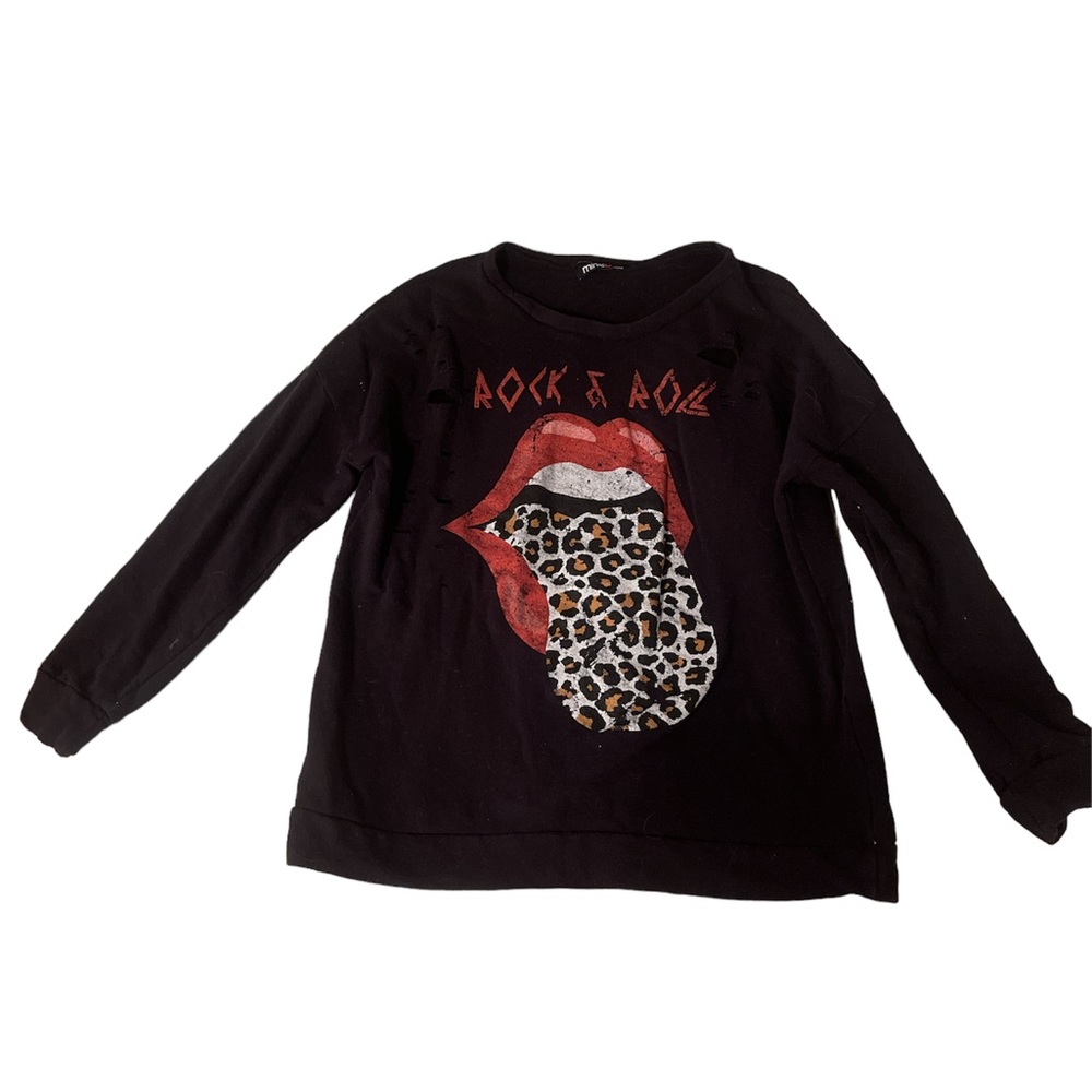 Kiss Logo Rock & Roll sweatshirt with leopard print